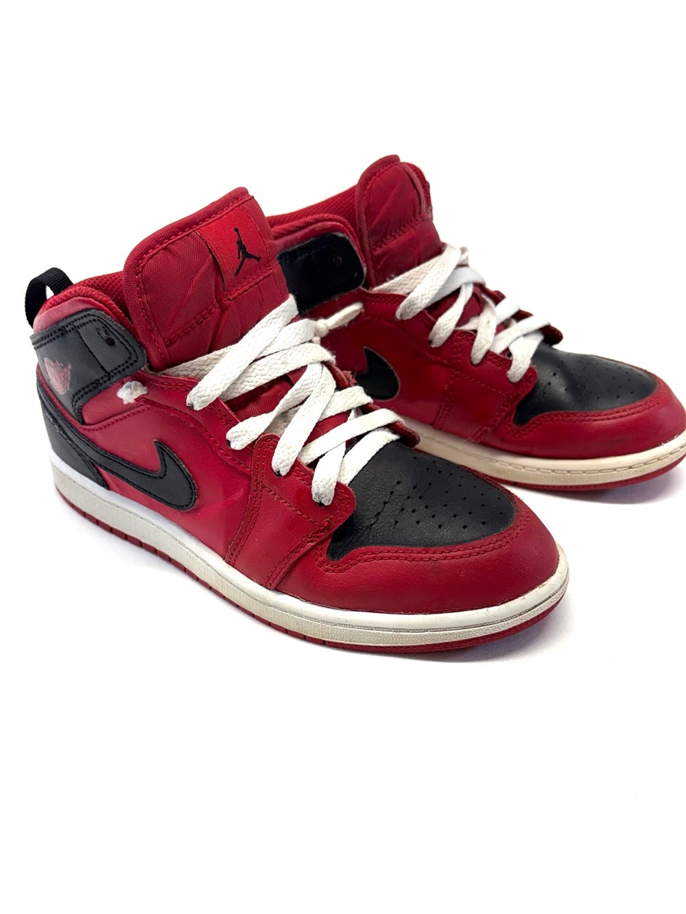Nike Air Jordan 1 Mid GS Chicago Black Toe Kids Sneakers 3Y 554725-069